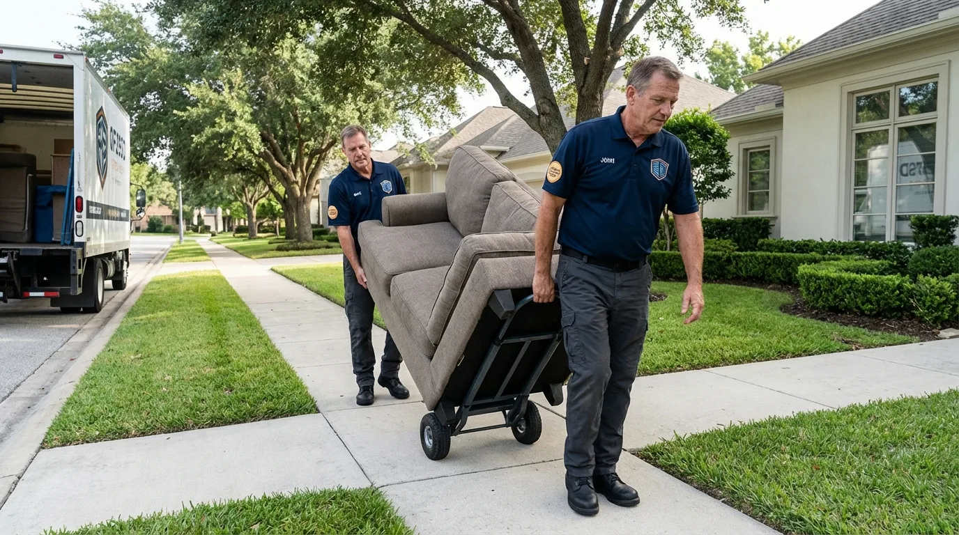 Local residential moving crew loading furniture in Windsor, ME